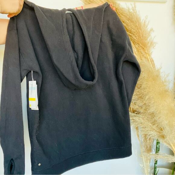 NEW ZELLA NORDSTROM Black Fleece Cozy Hoodie Pullover Drawstring Sweatshirt XS - Picture 5 of 9